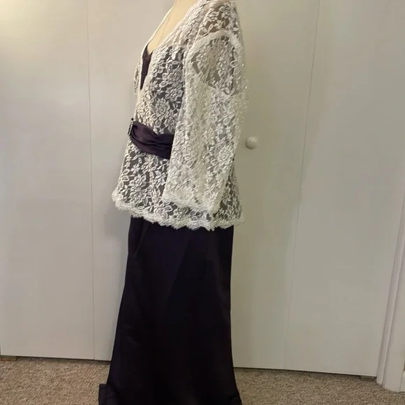 Alfred Angelo eggplant long satin skirt with lace top - mother of the br… - Picture 5 of 9